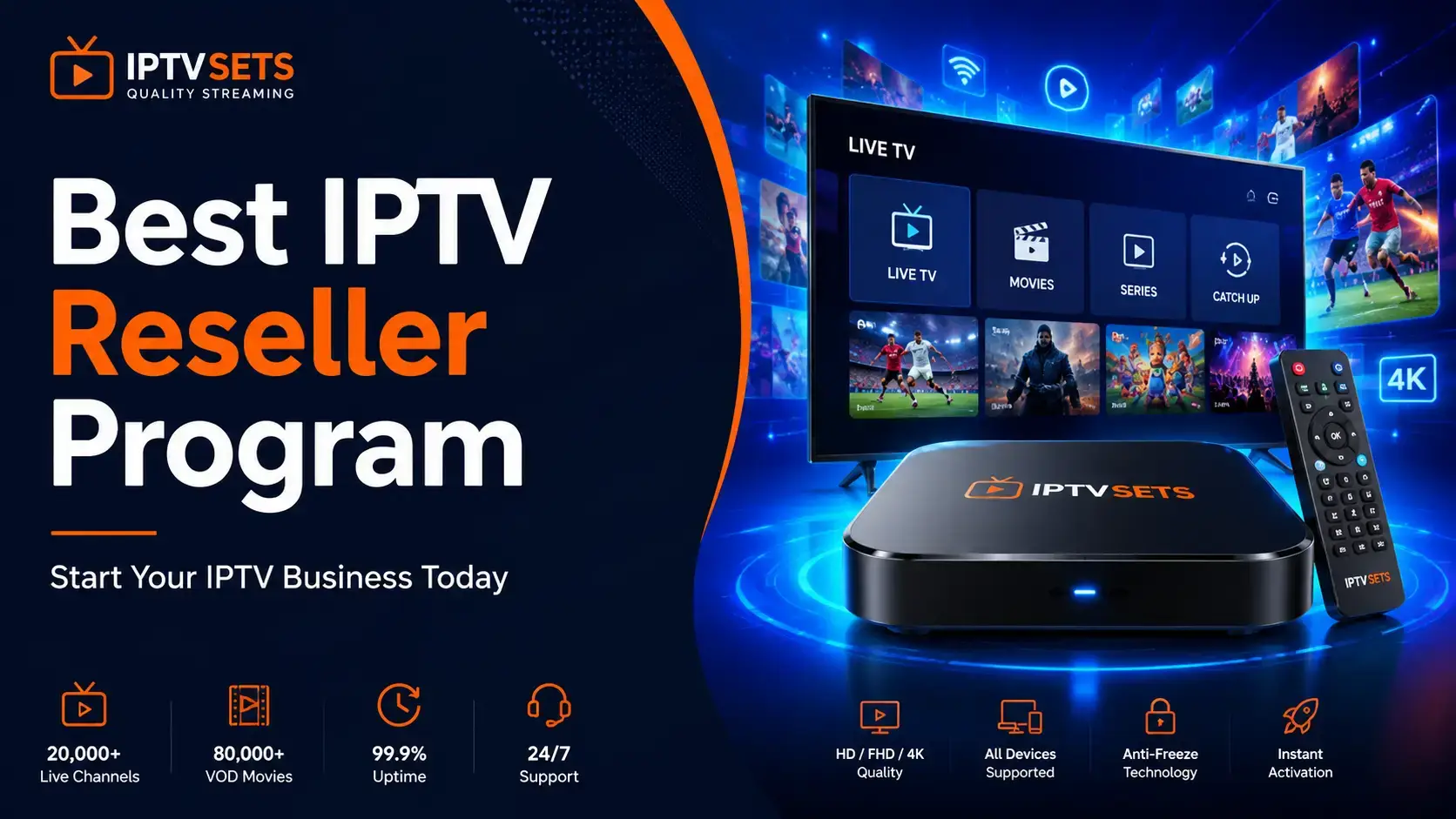 Best IPTV reseller program 2026 — credit panel, white-label, 83% margin